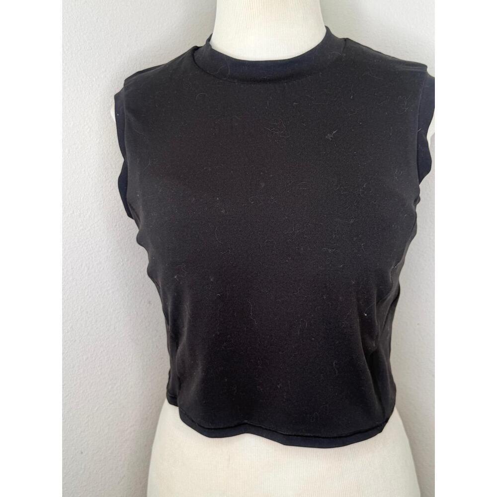 Lululemon Top LLL Diamond cutout Black Cropped Sleeveless Minimalist Modern - Picture 6 of 7